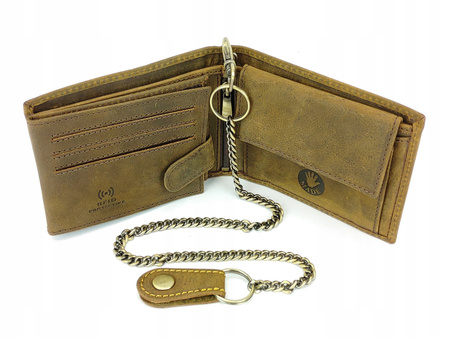 GREEN DEED Portfel skórzany męski Brązowy