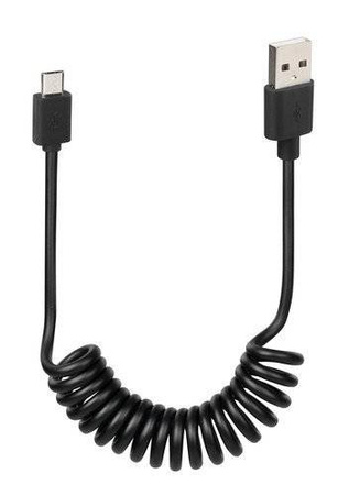 LAMPA 38700 Kabel sprężynowy Usb> Micro Usb - 100 cm - czarny